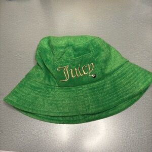 Juicy Couture Green Bucket terry cloth Hat with Gold Embroidered 'Juicy'